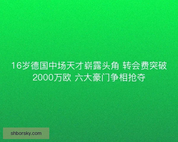 16岁德国中场天才崭露头角 转会费突破2000万欧 六大豪门争相抢夺